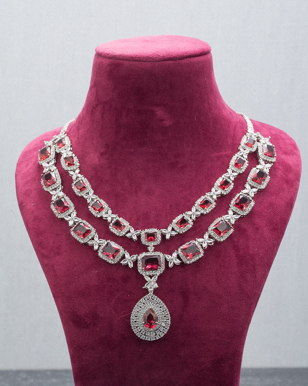 2 Layer AD Necklace With Matching Earrings